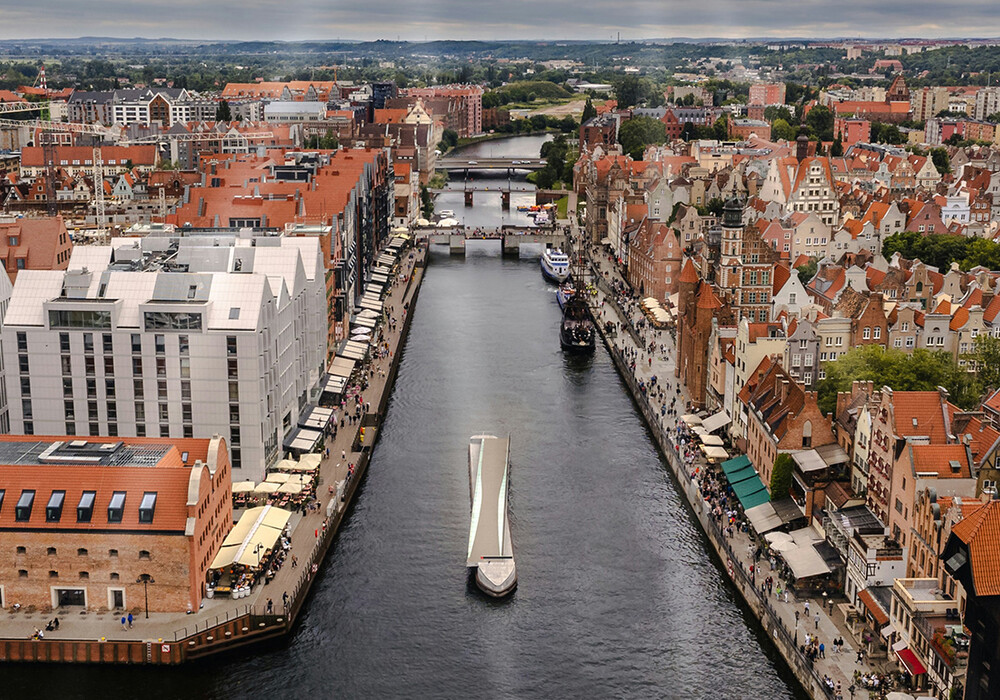  Danzig die Rechtstadt mit Blick auf die Motława Fluss