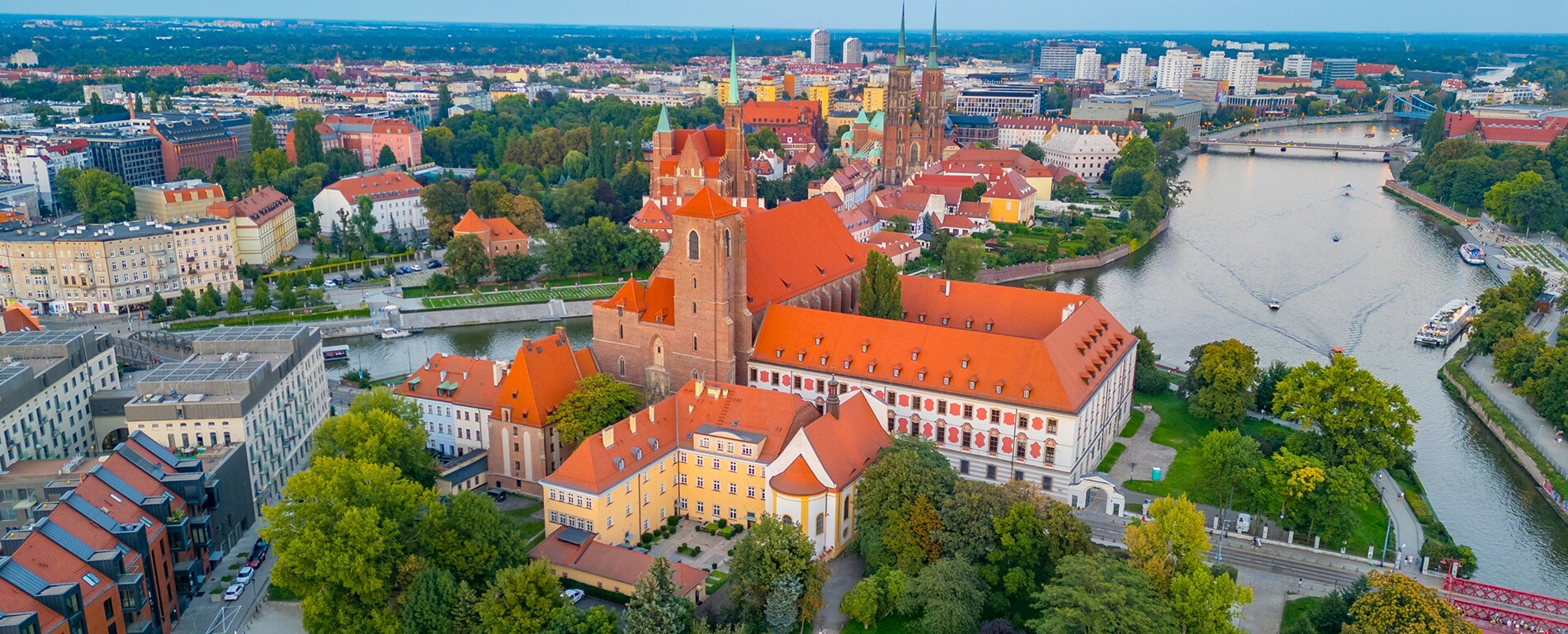Breslau mit Dominsel und Oder aus der Vogelperspektive